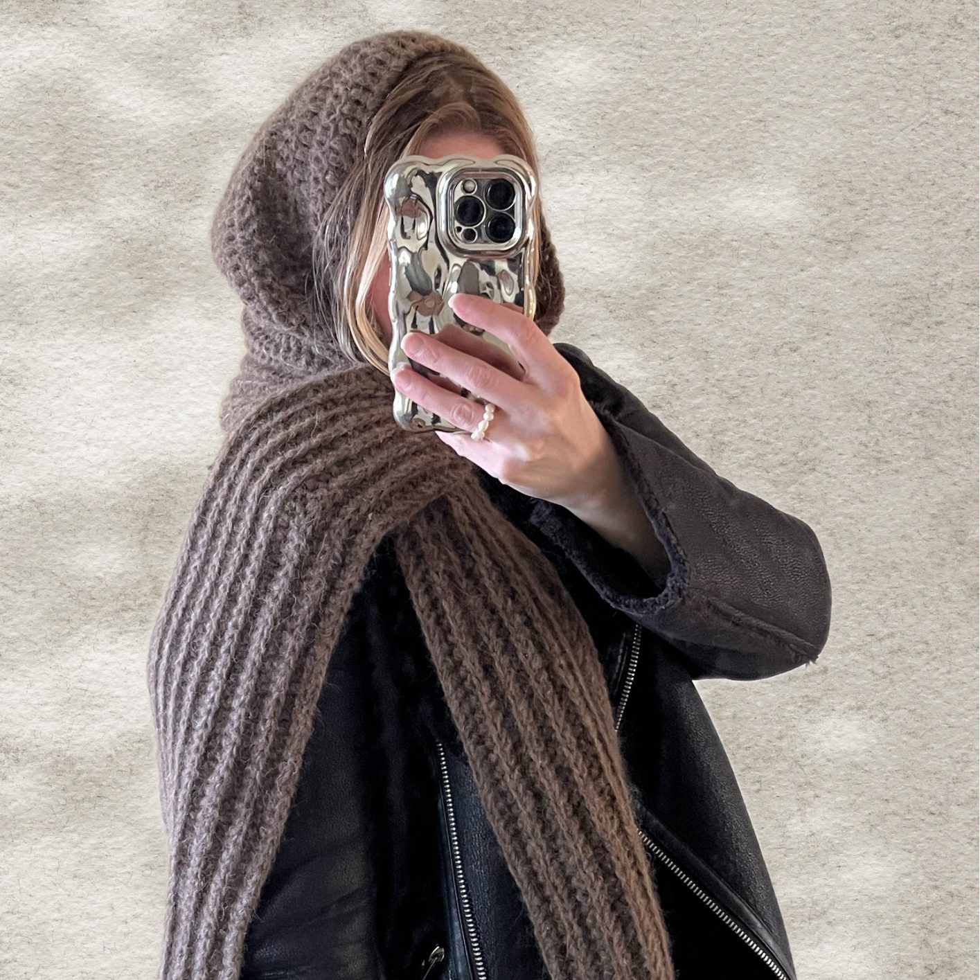 Brown crochet scoodie
