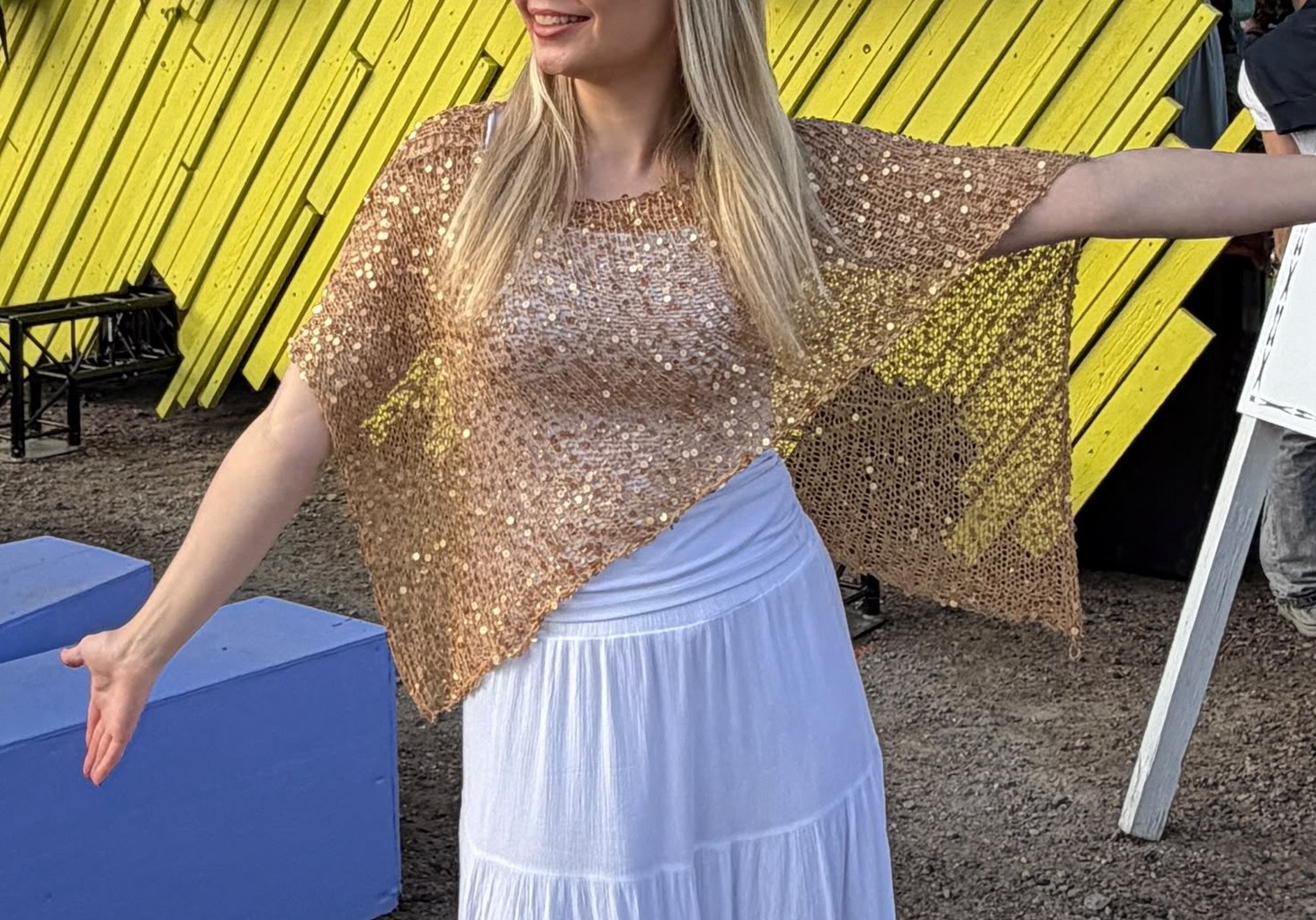 Knit sequin poncho